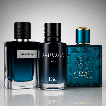 3er Herrenparfüm-Set - Y by Yves Saint Laurent, Sauvage by Dior & Versace Eros