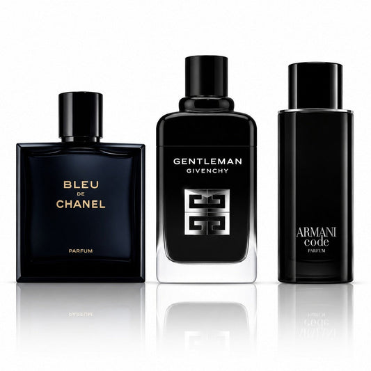 3er Herrenparfüm-Set - Bleu de Chanel Parfum, Gentleman Society & Armani Code Parfum