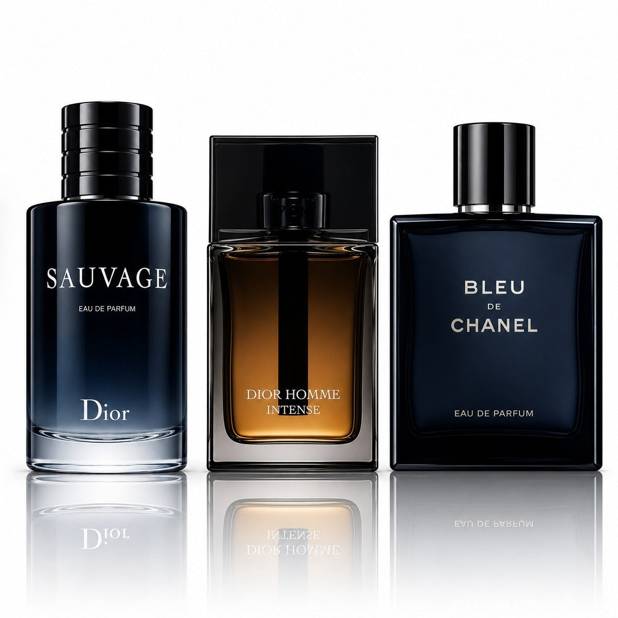 Combo aus 3 Herrenparfums – Sauvage Dior, Bleu de Chanel, Dior Homme Intense